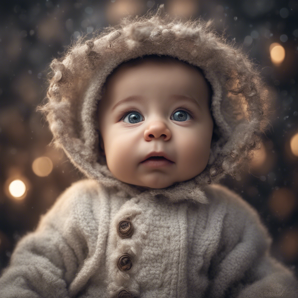 professional photography is as detailed as possible, the baby is made of light, huge detailed eyes, high resolution, 32K, hyperdetalization, clearly drawn details, fantasy, contrast, cinematic style of lighting